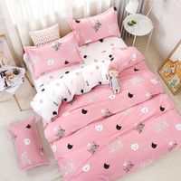 Wholesale Bedding Sets Home Textile Duvet Cover Sheet Pillow Case Lovely Pink Cat Kitty Set Girls Kid Teen Woman Bed Linens Bedclothes