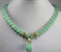 Wholesale 2 Styles retail mm Light Green Jade Necklace Crystal Plated Pendant