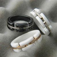 Wholesale 70 Off sales in Factory Stores classic titanium steel diamond black and white ring with rose gold plating