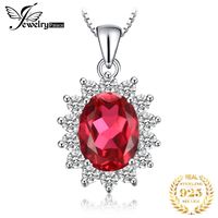 Wholesale JewelryPalace ct Created Red Ruby Pendant Necklace Sterling Silver Gemstones Choker Statement Necklace Women No Chain