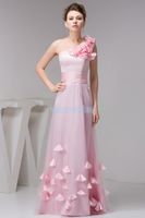 Wholesale Bridesmaid Dress Design Floor Length Handmade Flowers Brides Maid Pink One Shoulder Long Formal Dresses