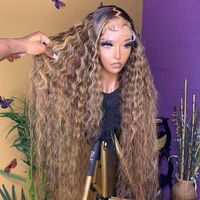 Wholesale Lace Wigs Highlight Honey Blonde Omber x4 Brazilian Brown Color Deep Water Wave Front Human Hair Virgin Glueless For Women