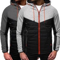 Wholesale Men s Jackets Men Jacket Pockets Thick Soft Patchwork Filled Cotton Sweatshirt Coat For Sports