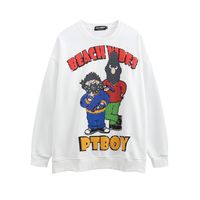 Wholesale Ins Guochao Street funny cartoon characters foam printing round neck sweater men s fashion brand hip hop couple clothes