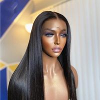 Wholesale Synthetic Wigs Jet Black Silky Straight Color Preplucked Lace Front Wig For With Baby Hair Women Daily Density