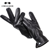 Wholesale Buckskin men s winter gloves Simple gloves male Durable mens leather gloves winter Genuine leather gloves men N