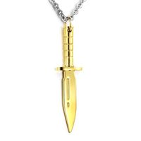 Wholesale Pendant Necklaces Necklace Men Vintage Jewelry Gold Dagger Pendants Stainless Steel Male Accessories Fashion Gift Jewellery Colar