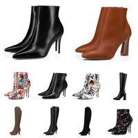Wholesale designer red bottoms boots women platform high heels booties black chestnut navy Smooth leather suede winter Ankle Knee boot woman Ladies shoes