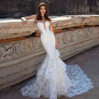 Wholesale 2022 White Luxury Wedding Dresses Strapless Neck Bow knot Applique Mermaid Gown Sexy Backless Court Train Robe De Marie H0105