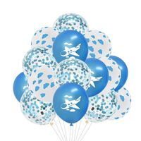 Wholesale Party Decoration inch Cartoon Cloud Airplane Balloon Blue White Latex With Confetti Kids Birthday Baby Shower Air Ball