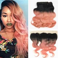 Wholesale Brazilian Body wave B Rose Gold Hair With Full Lace Frontal Ombre b Rose Gold Hair Bundles With Lace Frontal Svehg