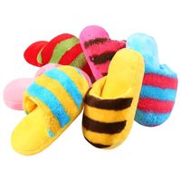 Wholesale Pet Dog Chew Toys Colorful Plush Flip Flop Squeaker Toys for Small Dogs Puppy Interactive Training Pug Chihuahua Bite Resistant