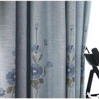 Wholesale Curtain Drapes Chinese Linen Blue Small Plum Blossom Blackout Curtains For Living Room Bedroom Cotton Tulle Classical Decoration