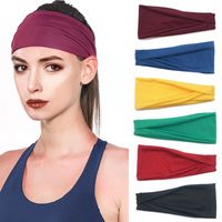 Wholesale Women Men Headbands Sports Hair Belt Fitness Sweat Gym Yoga Solid Color Elastic Band Fashion red black white