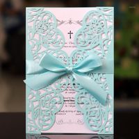 elegant ribbon wedding invitations 2022 - Greeting Cards 10Pcs set Wedding Invitations Card Hollow Without Envelope Seals Elegant Engagement Invitation Ribbon