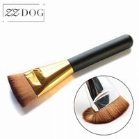 Wholesale Makeup Brushes ZZDOG Professional Seamless Flat Head Foundation Concealer Wooden Handle High Quality Cosmetics Tools