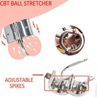 Wholesale CBT Spike Ball Stretcher Stainless Steel Chastity Device Penis Ring Lock Scrotum Pendants Delay Ejaculation BDSM Torture Sex Toy