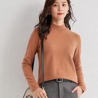 Wholesale Women s Sweaters Half High Collar Cashmere Sweater Fashion Authentic Wool Short Flat Spring Autumn Loose Thin Top