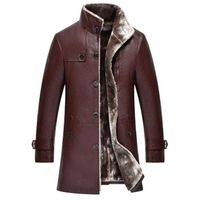 Wholesale Men s Jackets Style Mens Clothing Winter Coat Sheep Leather Long Sleeve Button Casual Slim Fit Casacas De Cuero Business Jacket