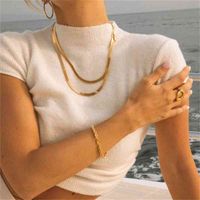 Wholesale Fashion Woman Man Bracelet Necklac Hip Hop Gold Filled Stainls Steel Heringbone Flat Necklace Snake Chain