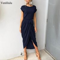 Wholesale Long Party Dress Plus Size Summer Short Sleeve Elegant Maxi Dress Women Loose Casual Robe Femme Sundress Female XXL XXXL