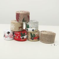 Wholesale Christmas Tree Decoration Ribbon Printed Burlap Ribbons for Gift Wrapping Wedding Decorations Hair Bows DIY Wreath Bow HWD11816