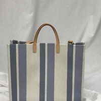 Wholesale Summer canvas handbag new Korean large capacity fashion color striped big bag women