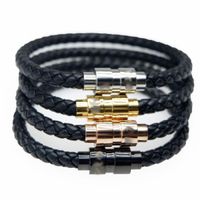 Wholesale Fashion Bracelet gift woven leather leather rope bracelet inner diameter mm stainless steel magnet buckle leather rope bracelet