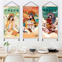 Wholesale Painting Chinese Guochao Peking Opera Huadan Apartment Living Room Decorative Painting Porch Cloth Hanging Hole Free Wall Mural
