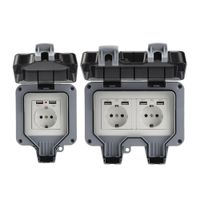 Wholesale Outdoor Socket ABS Ip66 Waterproof Case EU and UK Plug Wall Power Sockets Box Single Double Charging Port For Garden Workshop Home