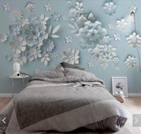 Wholesale Wallpapers Modern Blue Flower Murals Printed Wallpaper For Living Room Wall Papers Decor d Custom Any Size Hand Painting