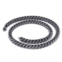 Wholesale Retro Boiled Black Stainls Steel Curb Chain Cuban Chain Necklace