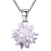 Wholesale Cubic Zirconia CZ Crystal Necklace Pendants Silver Female Party Jewelry Women Snowflake Shape Accessories WH284