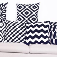 Wholesale Cushion Decorative Pillow Home Decor Embroidered Cushion Cover Black White Canvas Cotton x45cm For Sofa Bed Chair Decorative