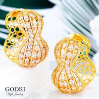 Wholesale Luxury Little Dress Design Hoop Earring For Women Earrings In Jewelry Charms Elegant Full Mirco Cubic Zircon Dubai Wedding Huggie