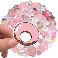 Wholesale 50pcs set new Cartoon pink girly doodle Small waterproof sticker for laptop case bike Skateboard car stickers T2