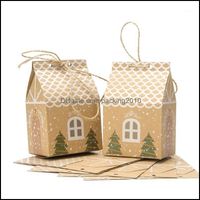 Wholesale Gift Event Festive Party Supplies Home Gardengift Wrap European Christmas Small House Kraft Paper Candy Box Box1 Drop Delivery