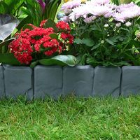 Wholesale 10Pcs Grey Garden Fence Edging Cobbled Stone Effect Plastic Lawn Plant Border Decorations Flower Bed