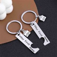 Wholesale Fashion Our First Home Stainless Steel Steel Key Chain set Fashion Letters Printed Boys Girls Couples Pendants Gifts Decorations G784V9E