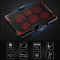 Wholesale 13 Inch Gaming Laptop Cooler Six Fan Led Screen Two USB Port RPM Cooling Pad Notebook Stand For Pads