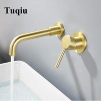 Wholesale Bathroom Sink Faucets Antique Brushed Gold Brass Double Handle Wall Mounted Faucet Cold Basin Black Tap
