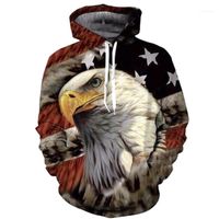 Wholesale Men s Hoodies Sweatshirts Eagle Print D Men Sweatshirt Fashion American Flag Hooded Sweats Tops Hip Hop Unisex Graphic Pullove