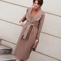 overcoat styles for women 2022 - Women's Wool & Blends Korean Style Long Woolen Coat Autumn Winter Warm Hooded With Invisible Button 2021 Women Overcoat Belt