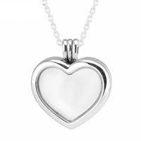 Wholesale Types Floating Heart Pendant Necklaces For Women Sterling Silver Jewelry Femme Choker Open Glass Locket Necklace Chains