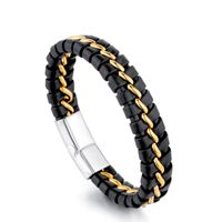 Wholesale Leather Rope Wrapping Special Style Classic L Stainless Steel Men s Bracelet Double layer Design DIY Customization Bangle