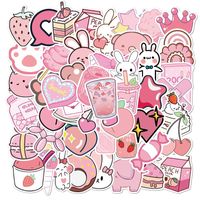 Wholesale 50pcs set new Cartoon pink girly doodle Small waterproof sticker for laptop case bike Skateboard car stickers T2