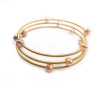 Wholesale Bangle Natural Freshwater Pearl Bracelet High Quality Copper Adjustable Comfortable To Wear Fashion Jewelry Gift For Ladys mm