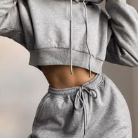 Wholesale Running Sets Autumn Winter Women s Tracksuit Solid Hoodie Sweatshirt Two Piece Woman Set Crop Top And Pants Sport Jogger Suit Female Clothin