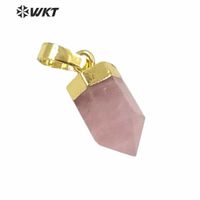 Wholesale WT P1332 Elegant Pink Color Quartz Silver Plated Circle Rose Crystal Necklaces Pendants for Women Jewelry Making DIY G0927