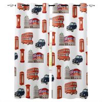 Wholesale Bus Phone Booth Building British Flag Mailbox Bedroom Window Curtain For Living Room Decoration Curtains Home Textile Drapes